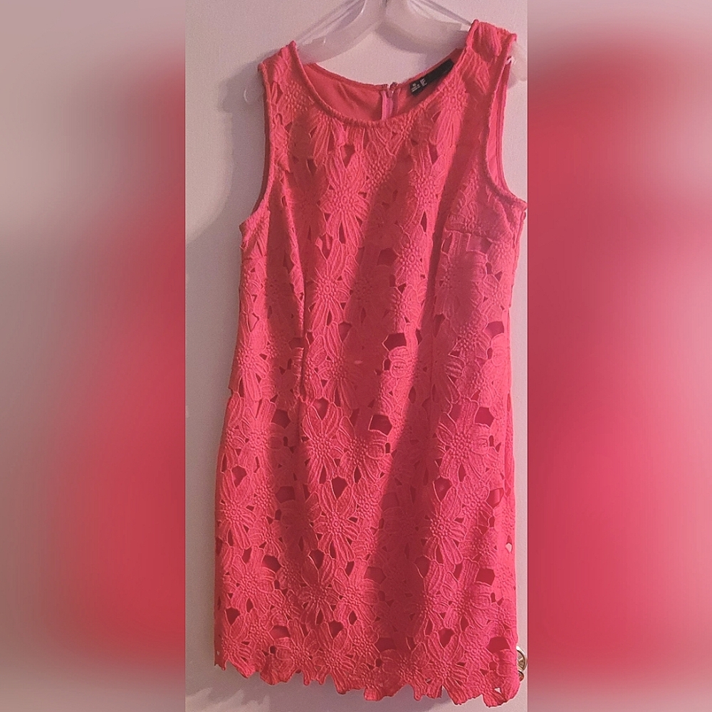 Leslie Fay Red Floral Lace Dress